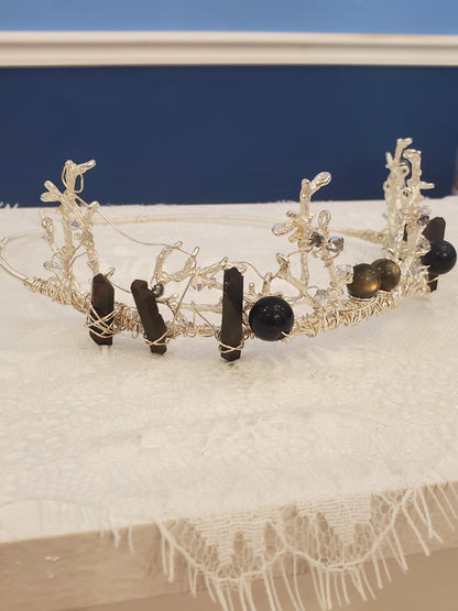 Mystic Quartz, Labradorite, Black Tourmaline, & Crystal Branch Crown