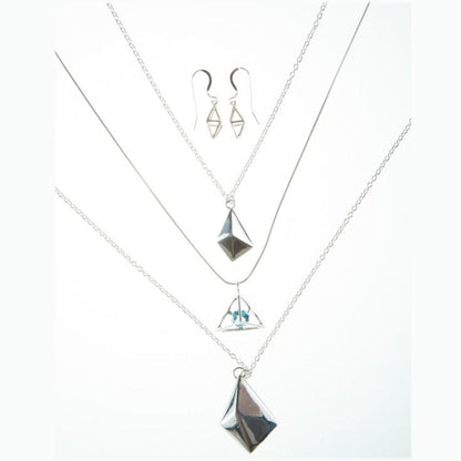 Octahedron Cage Earrings with 4mm natural stones