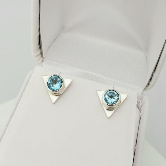Triangle Fine Sterling Stud Earrings (Various Colors)